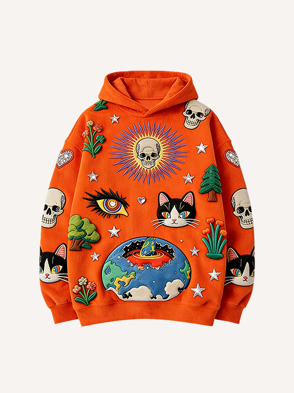 Mens Printed Sweatshirt With Hooded Pullover Style