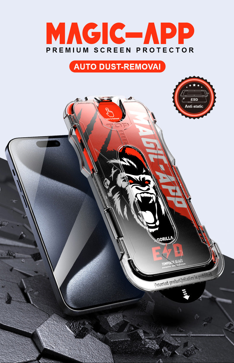 Magic-App Premium X-Gorilla 2er-Pack staubfreie Installation HD Privacy Panzerglasfolie für iPhone 17 16 15 14 Series Displayschutzfolie