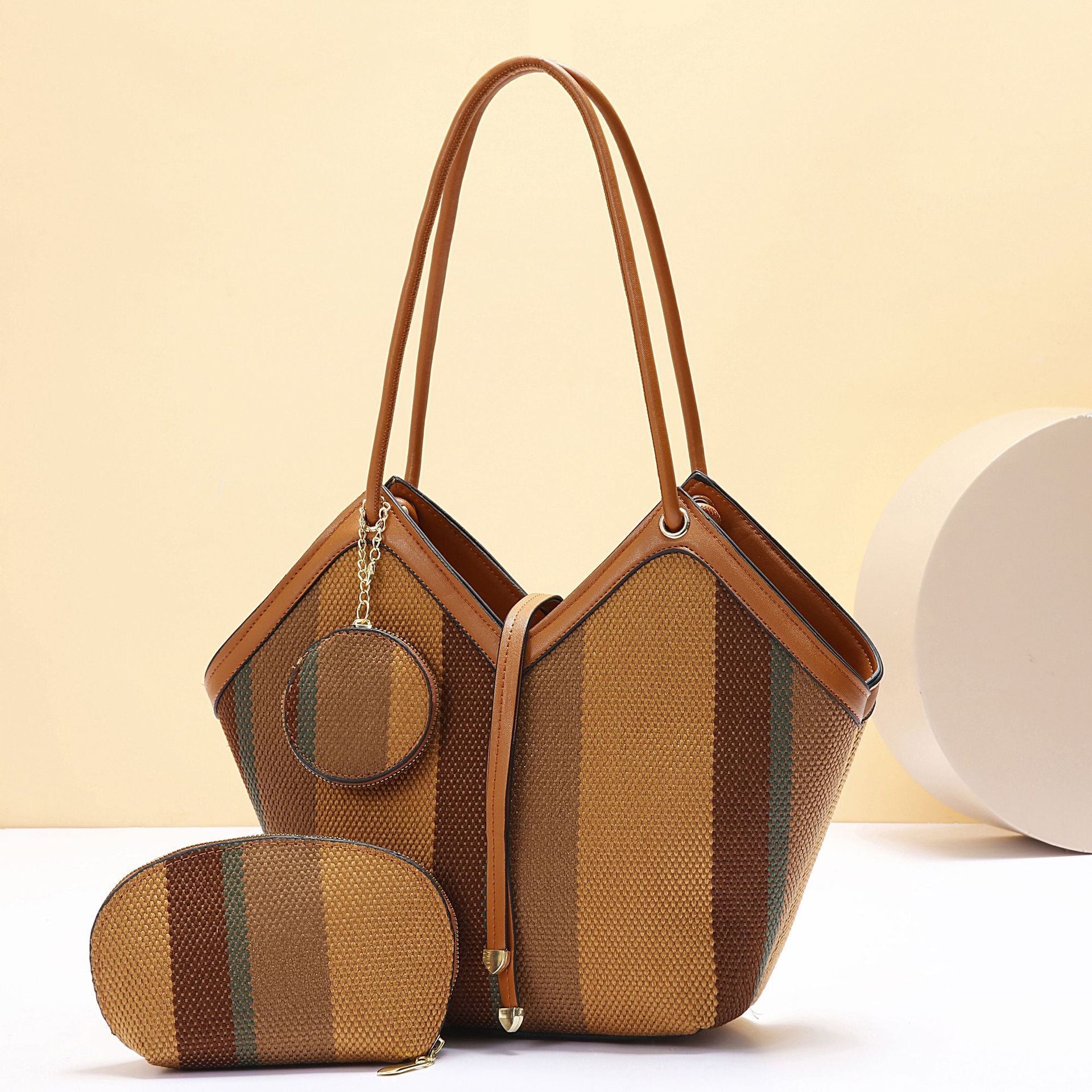 Stylische Tragetasche mit hoher Kapazität und trendigem Color-Block-Design