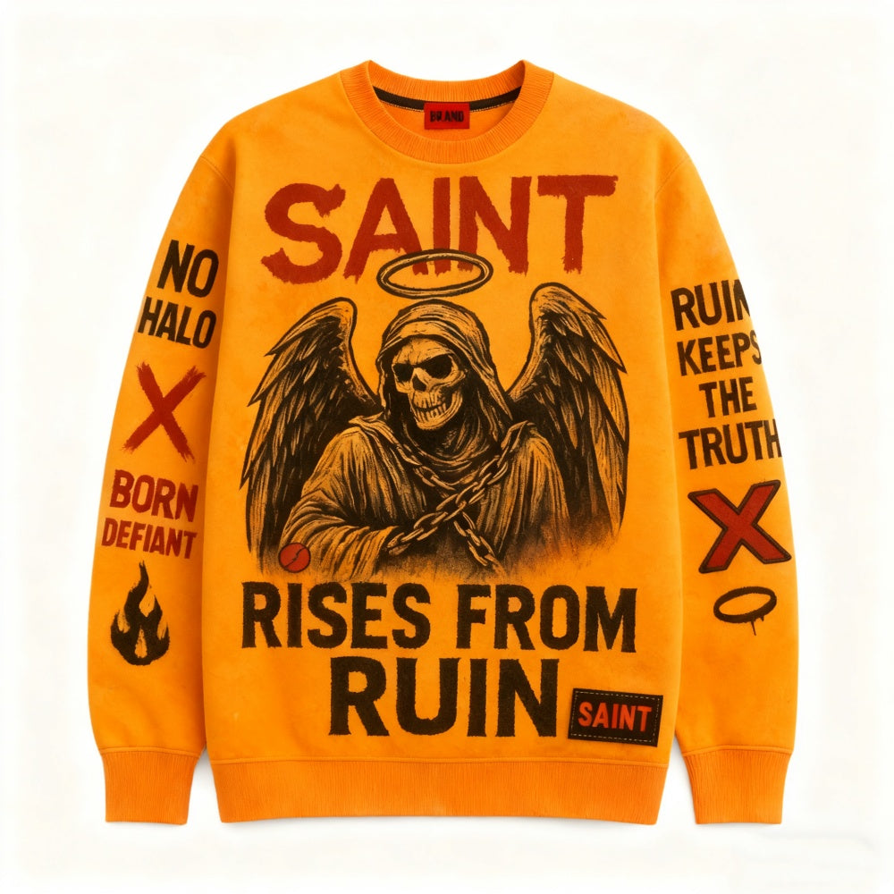 Mens Oversized, Loose-fit Pullover Sweatshirt With Long Sleeves