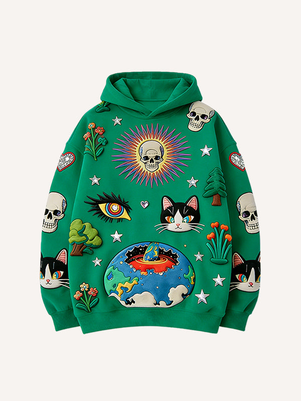 Mens Printed Sweatshirt With Hooded Pullover Style