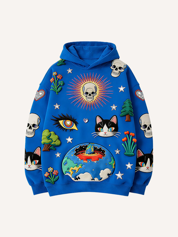 Mens Printed Sweatshirt With Hooded Pullover Style