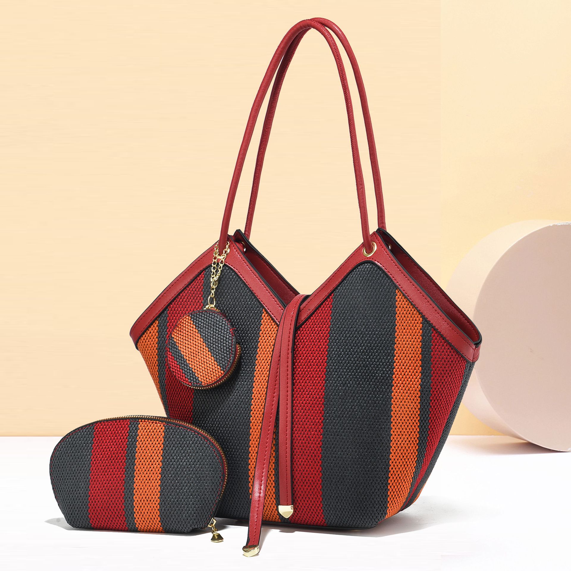 Stylische Tragetasche mit hoher Kapazität und trendigem Color-Block-Design
