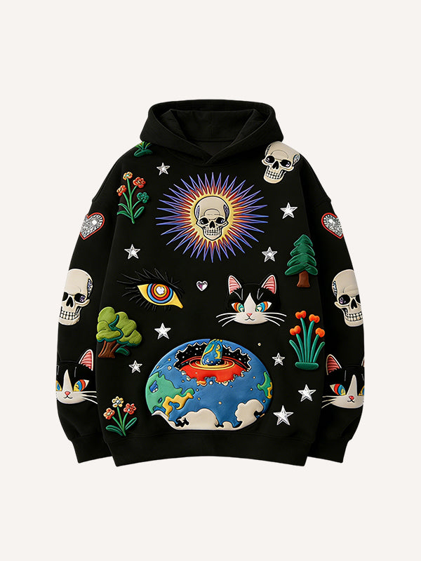 Mens Printed Sweatshirt With Hooded Pullover Style