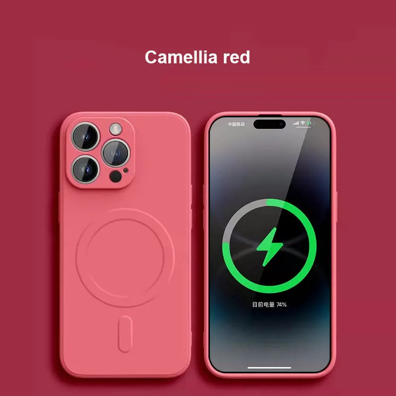 Liquid Silicone Magnetic Case for iPhone 11–16 Series – MagSafe Compatible Wireless Charging Shockproof Soft Protective Cover