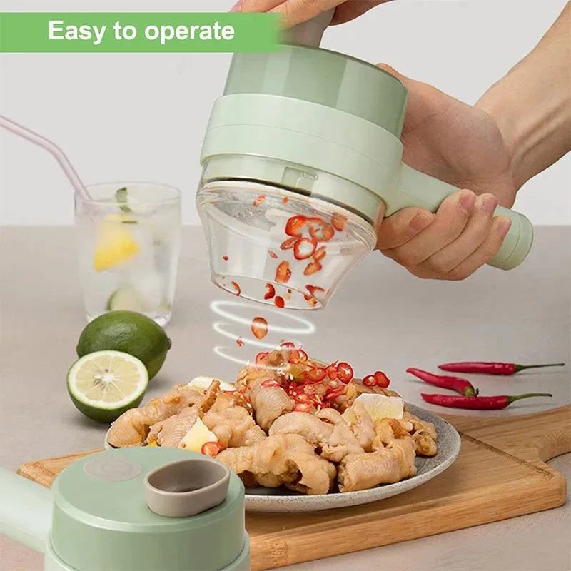 4-in-1 Electric Vegetable Cutter & Food Chopper – USB Rechargeable Kitchen Tool