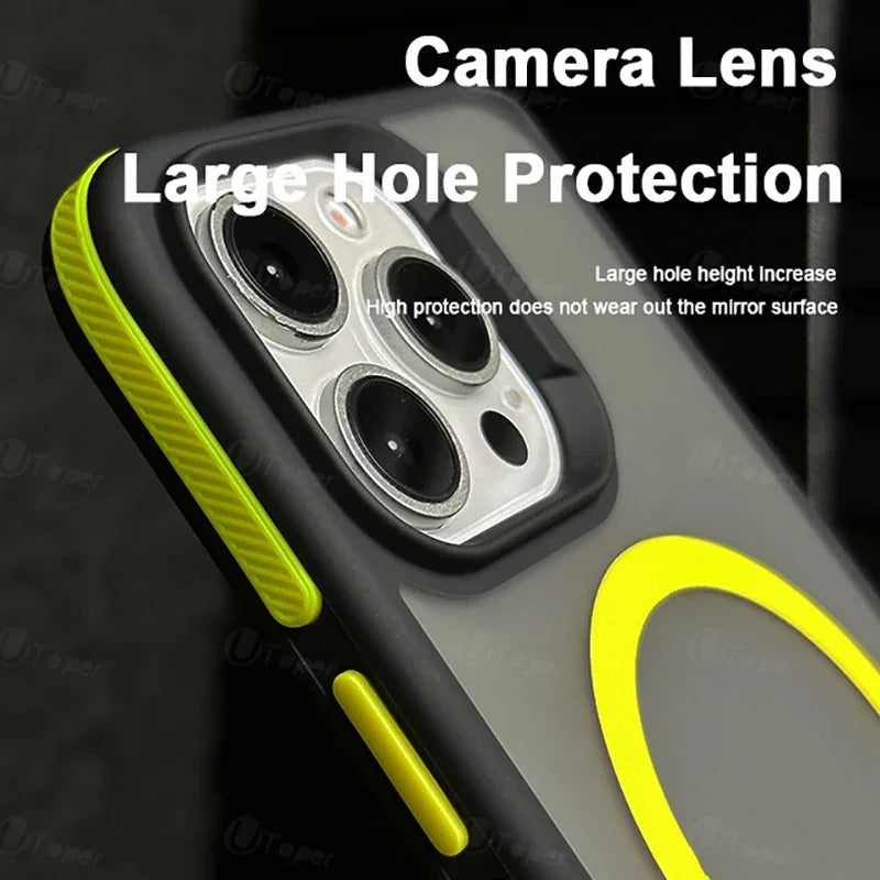 Bicolor Matte Frosted Magnetic Case for iPhone 11–17 Series – Translucent Shockproof Hard Protective Cover