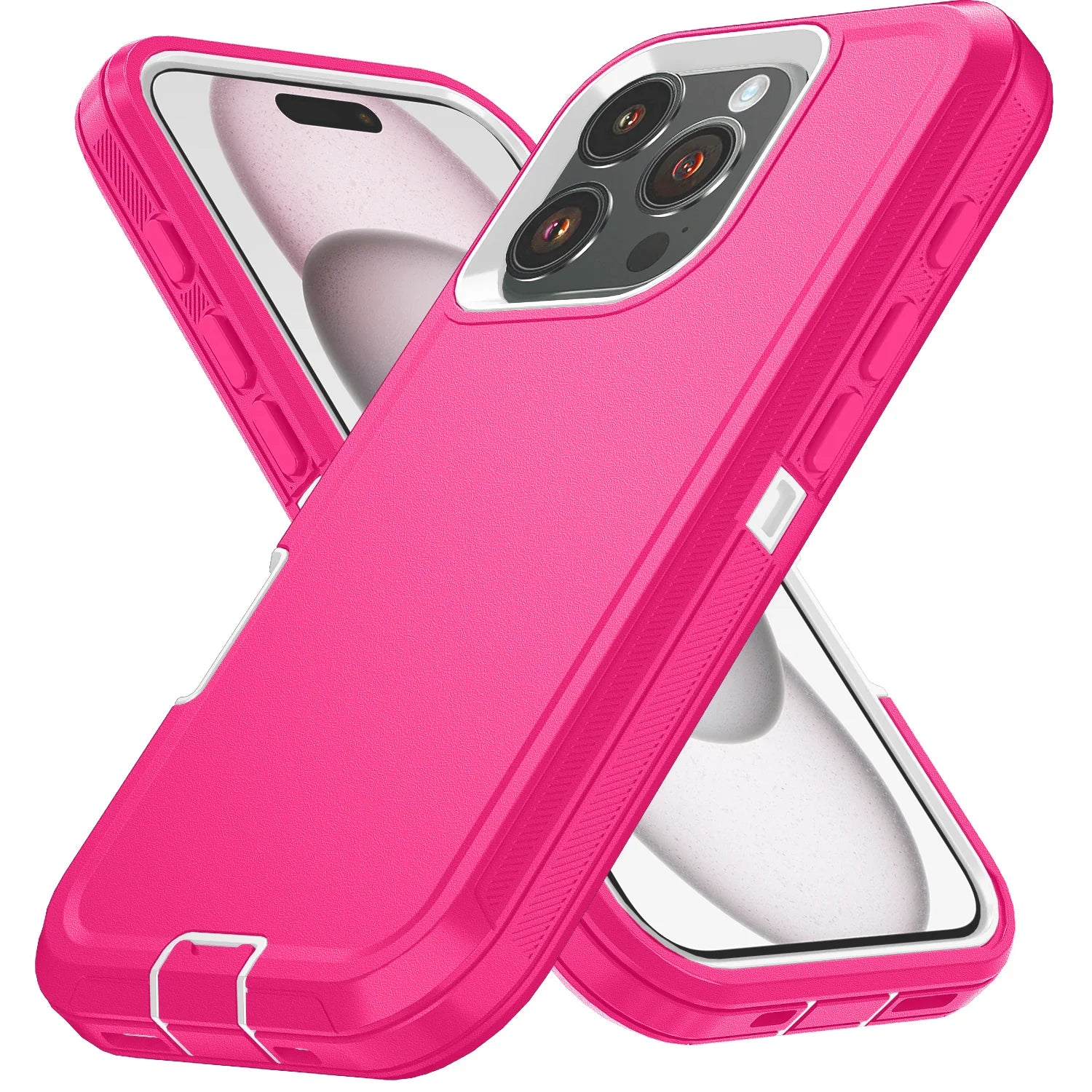 Heavy Duty Shockproof Armor Defender Case with Bracket Stand for iPhone 11–17 Series | Hard PC + TPU Rugged Protective Cover
