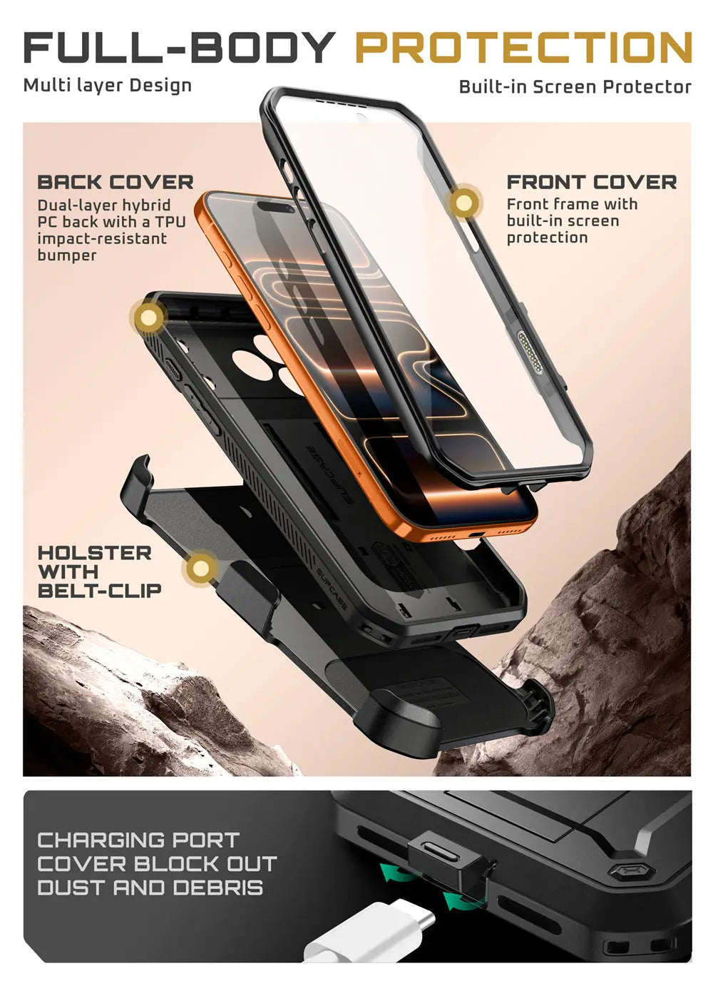 Heavy Duty SUPCASE UB Pro Case for iPhone 17 Pro Max 6.9" – Rugged Full-Body Armor Cover with Built-in Screen Protector