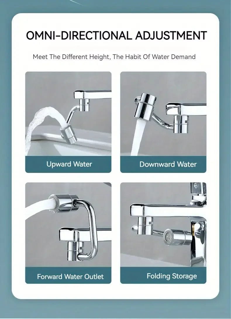 1080° Rotating Faucet Extender – Splash-Proof Stainless Steel Tap Attachment