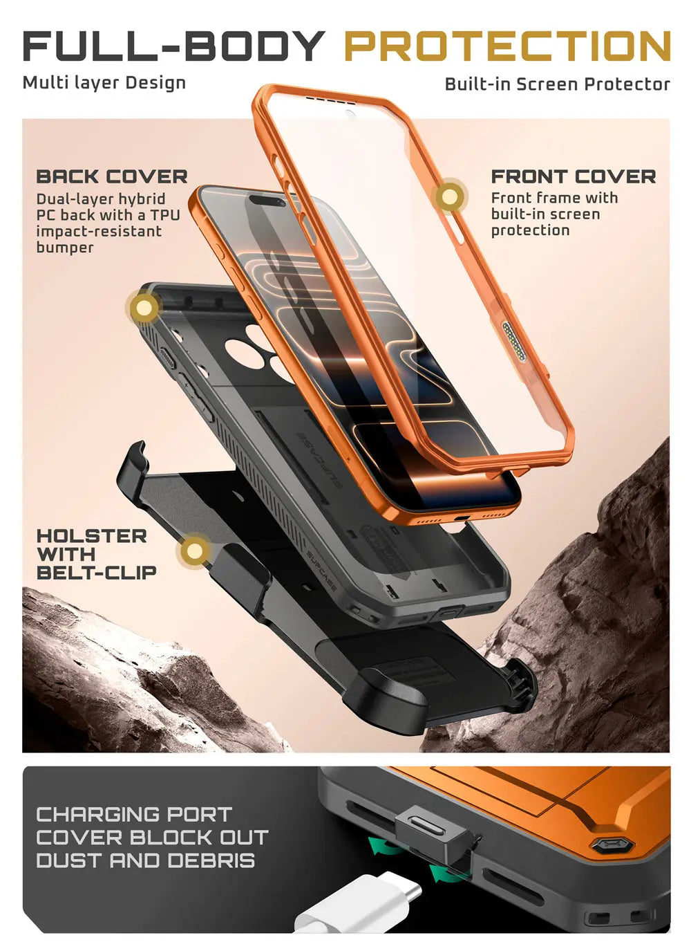 Heavy Duty SUPCASE UB Pro Case for iPhone 17 Pro Max 6.9" – Rugged Full-Body Armor Cover with Built-in Screen Protector