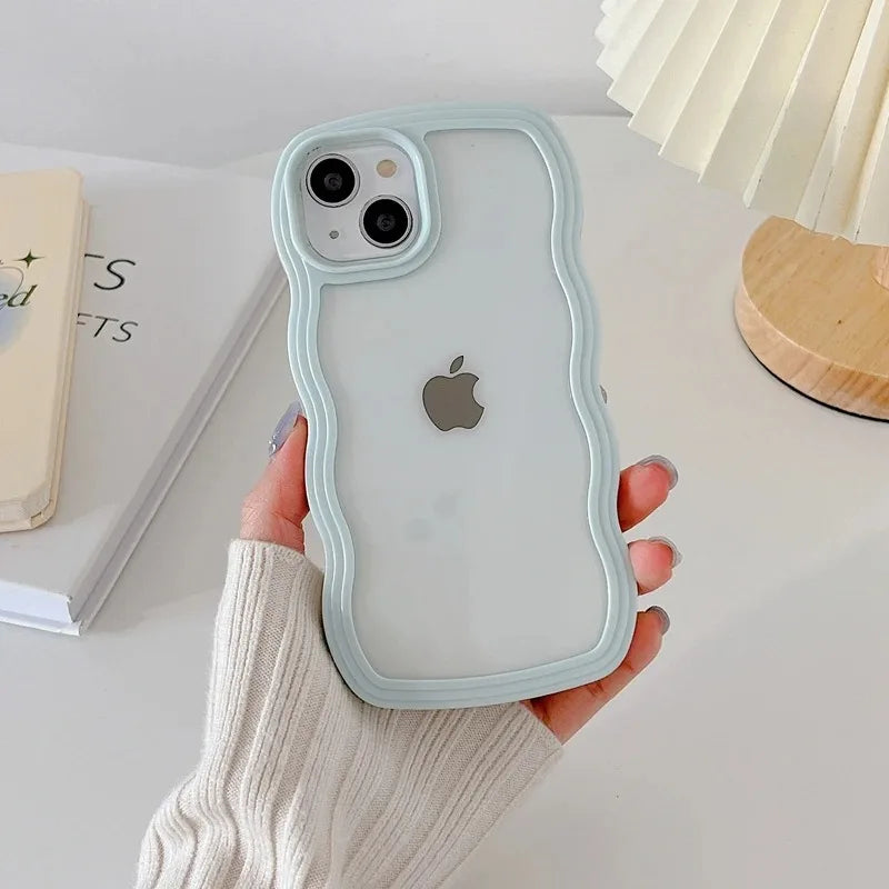 Candy Wavy Lines Bumper Case for iPhone X–17 Series – Shockproof Transparent Protective Cover