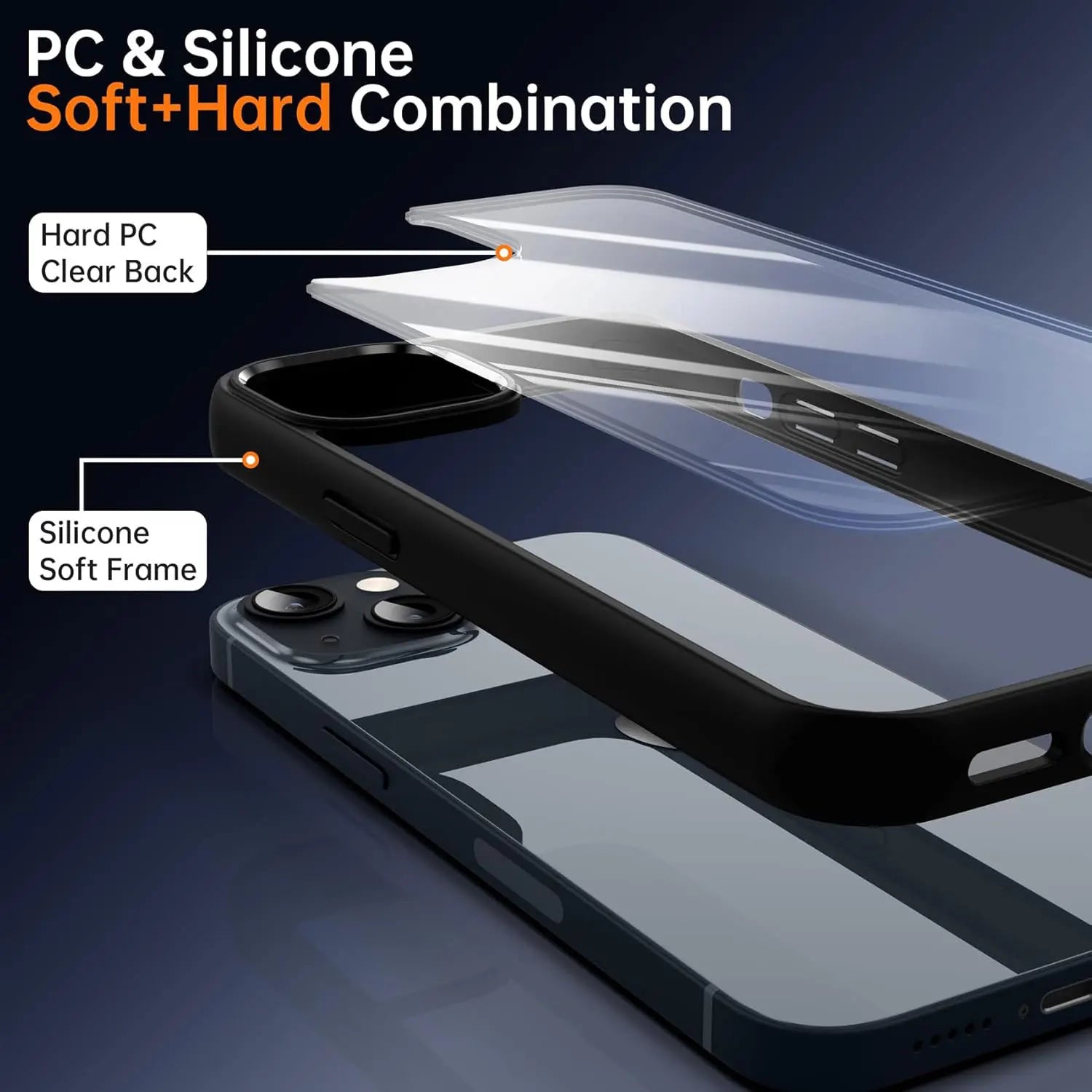 Colour Back Transparent Shockproof Phone Case for iPhone 7–16 Series, Silicone Bumper Protective Cover