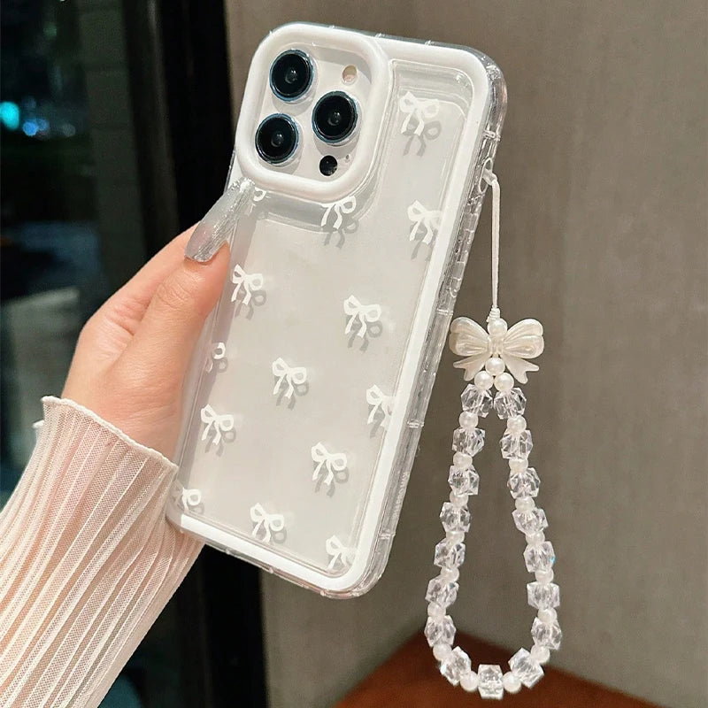 Lovely Bowknot Clear Phone Case for iPhone 7–17 Series – Fashion Transparent Soft Protective Cover