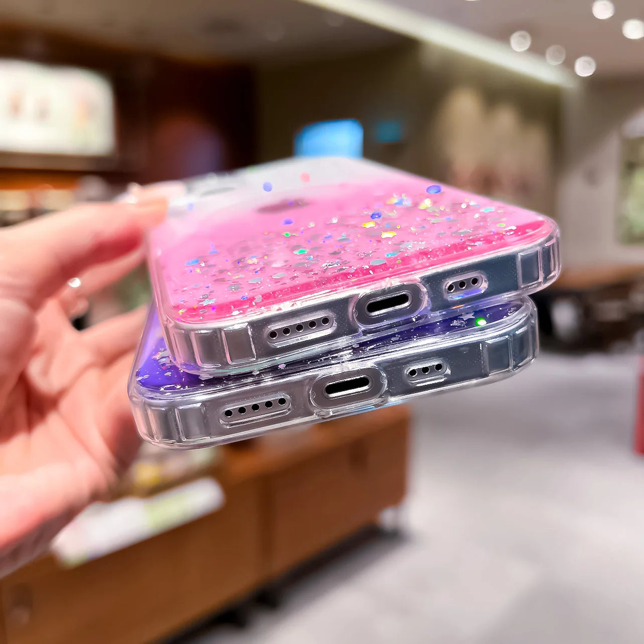 Gradient Glitter Sequins Magnetic Phone Case for iPhone 7–17 Series, MagSafe Compatible Protective Cover