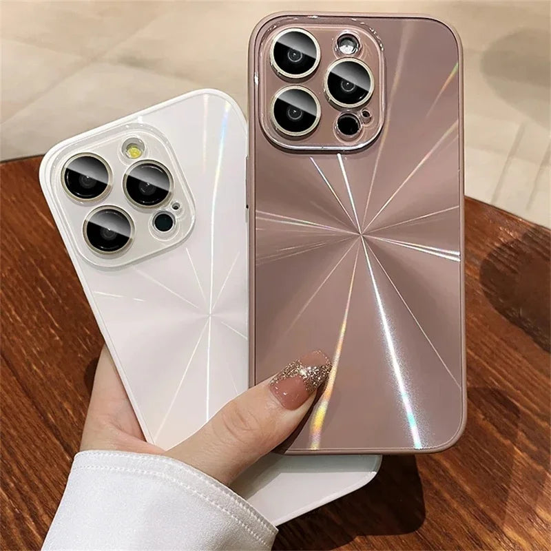 Luxury Laser Pattern Shockproof Phone Case Compatible with iPhone 11 to 17 Series – Protective Bumper Cover