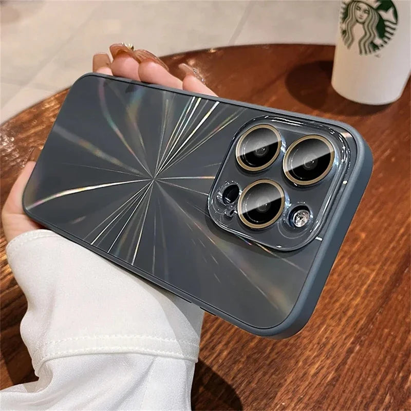 Luxury Laser Pattern Shockproof Phone Case Compatible with iPhone 11 to 17 Series – Protective Bumper Cover