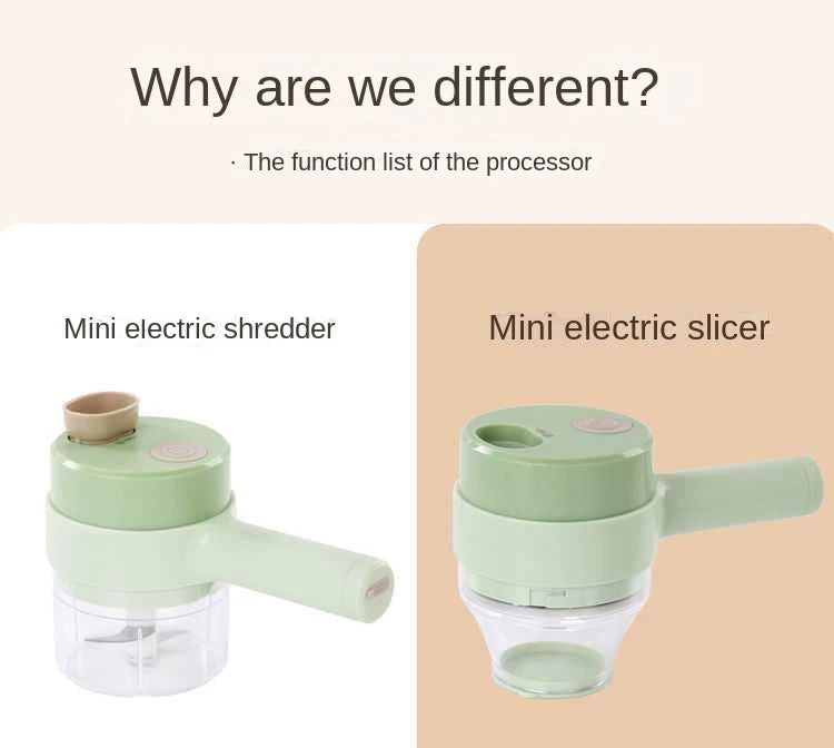 4-in-1 Electric Vegetable Cutter & Food Chopper – USB Rechargeable Kitchen Tool