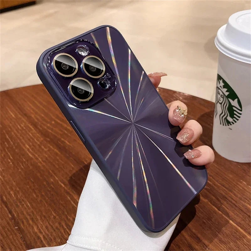 Luxury Laser Pattern Shockproof Phone Case Compatible with iPhone 11 to 17 Series – Protective Bumper Cover