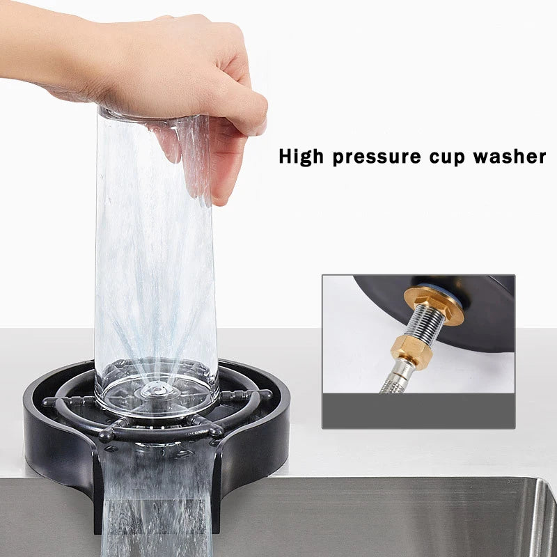 Household High Pressure Cup Washer – Automatic Push Glass Rinser for Kitchen & Coffee Bar Sinks