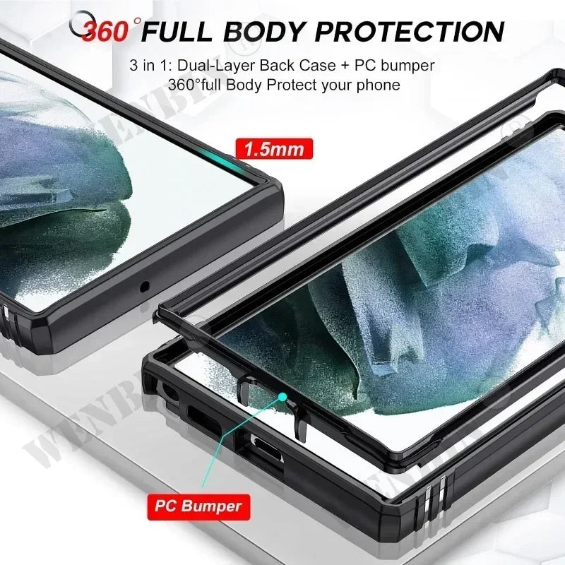 Heavy Duty Kickstand Case for Samsung Galaxy S23–S26 & A Series – 360° Camera Protection Cover for Ultra / Plus / FE / A17 / A16 / A57 / A56 / A37 / A36 5G