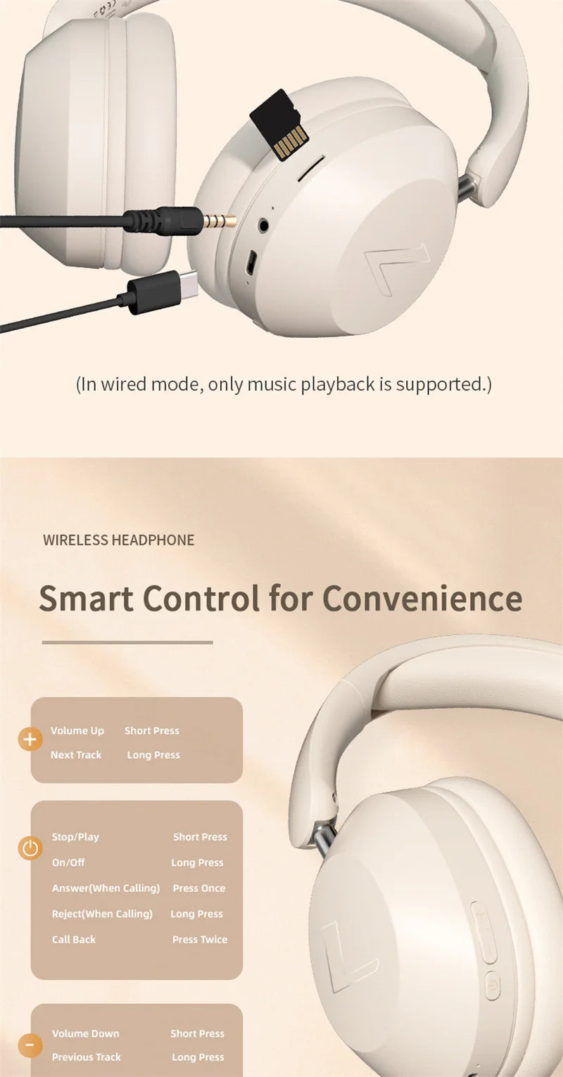 SY-T4 Wireless Bluetooth Headphones – Foldable Rotatable Music & Gaming Headset with Noise Reduction Mic and TF Card Support