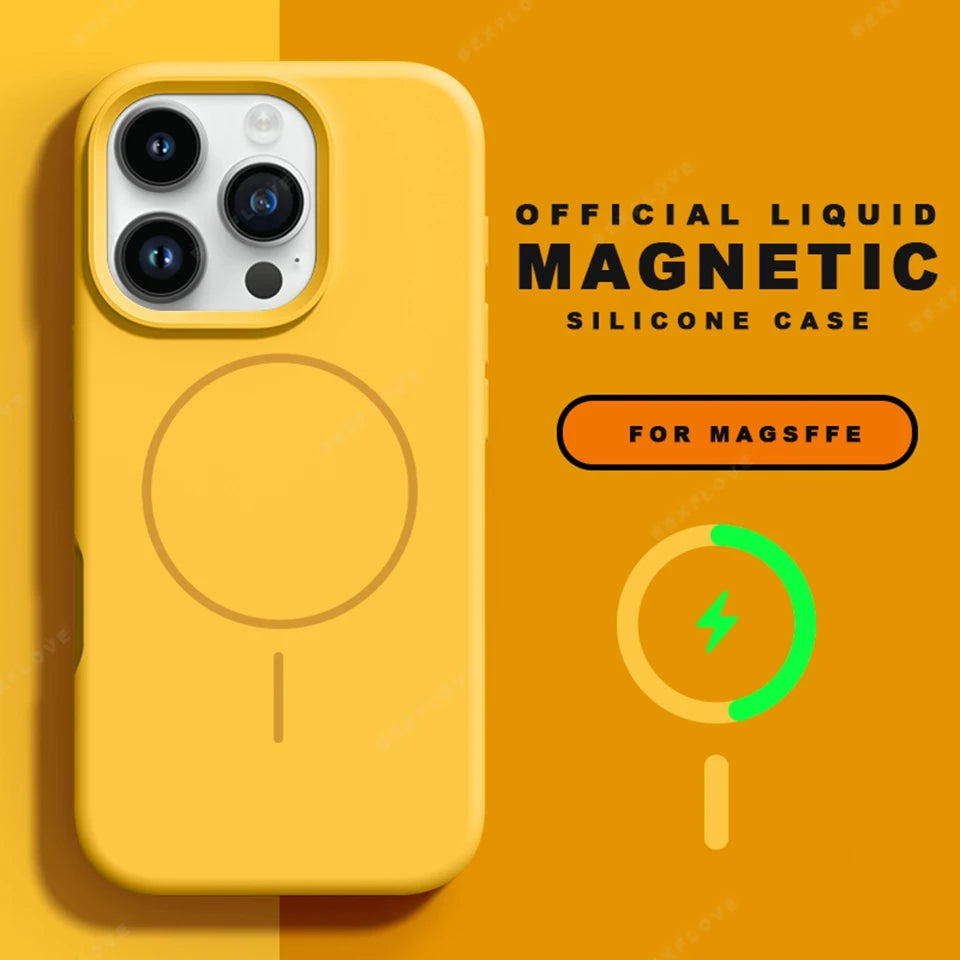 MagSafe Magnetic Lanyard Silicone Phone Case with Strap – Soft Protective Cover for iPhone 11-16 Series