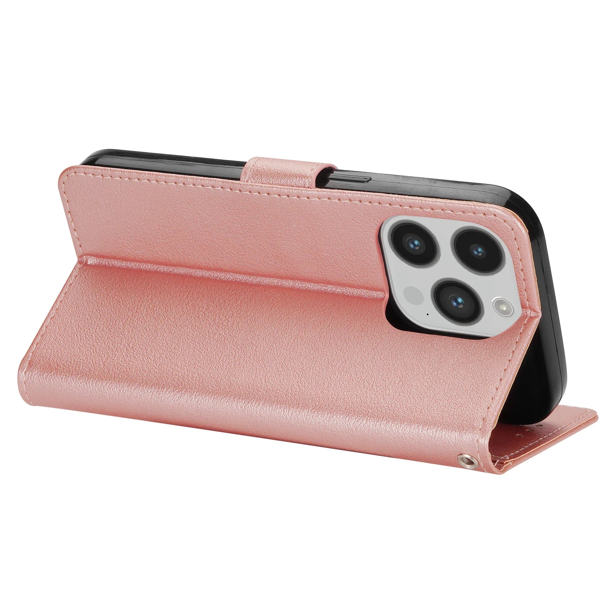 Leather Flip Wallet Stand Case for iPhone 6–15 Series, Protective Cover