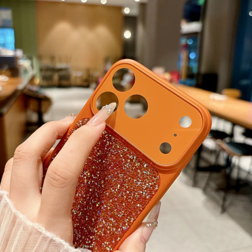 Diamond Studded Sparkling Rhinestone Phone Case for iPhone 13–17 Series, Camera Protection Cover