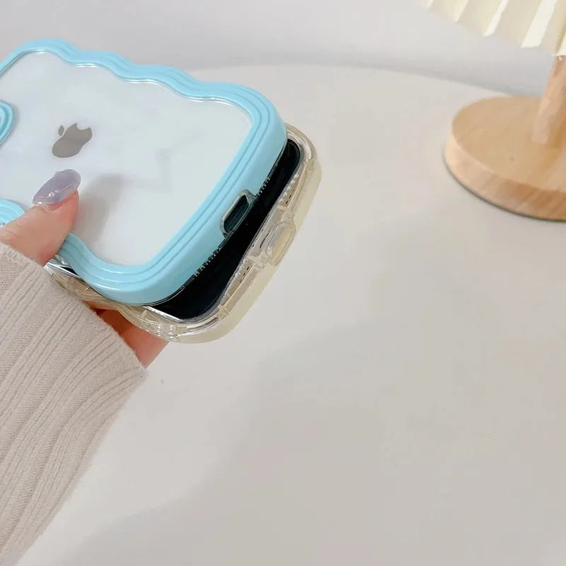 Candy Wavy Lines Bumper Case for iPhone X–17 Series – Shockproof Transparent Protective Cover