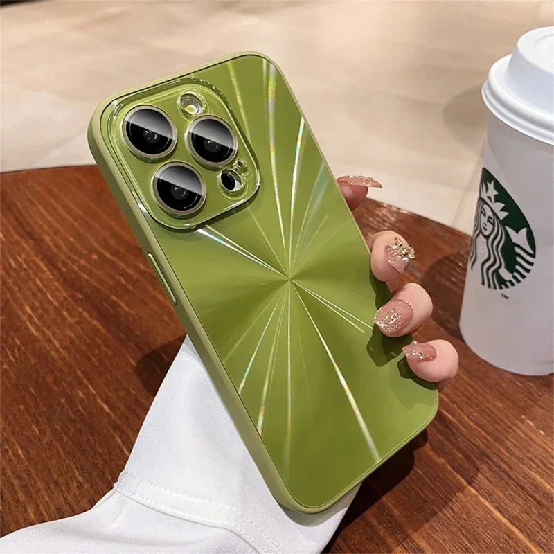 Luxury Laser Pattern Shockproof Phone Case Compatible with iPhone 11 to 17 Series – Protective Bumper Cover
