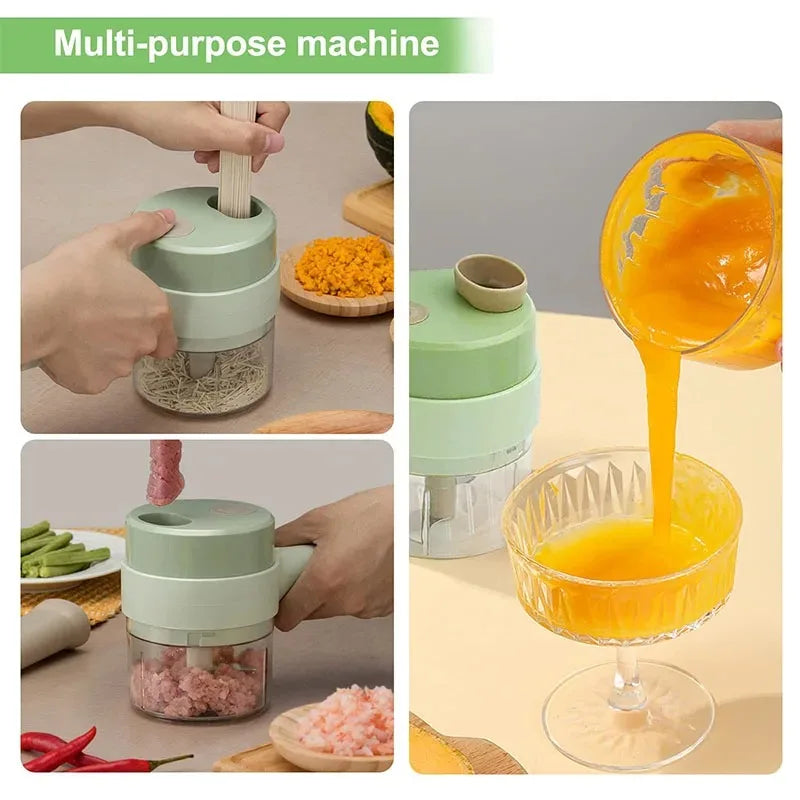 4-in-1 Electric Vegetable Cutter & Food Chopper – USB Rechargeable Kitchen Tool