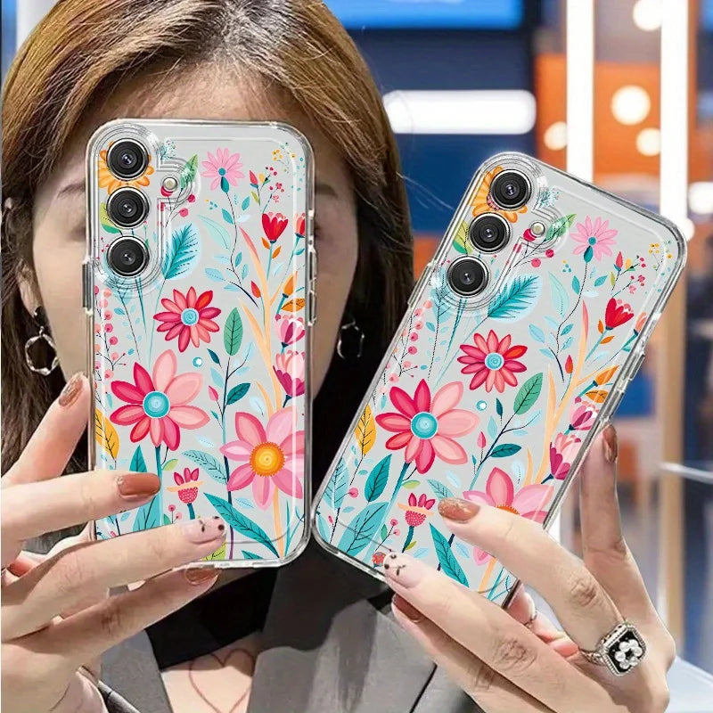 Flowers Vine Clear Case for Samsung Galaxy S21–S26 & A Series – Floral Transparent Protective Cover for Ultra / Plus / FE / 5G