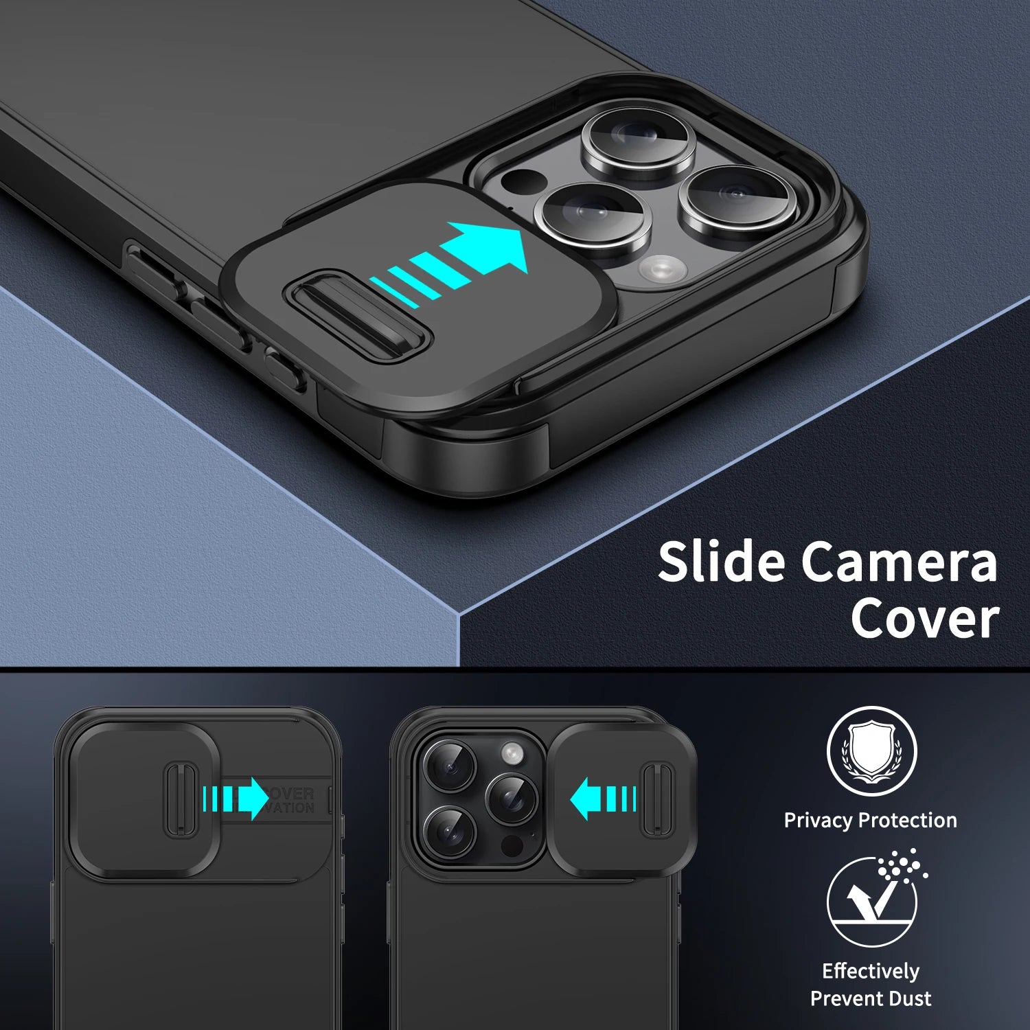 Shockproof Slide Camera Case Compatible with iPhone 11-17 Series – Full Protection Cover