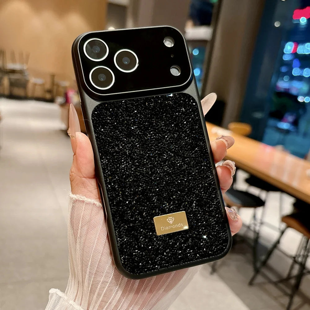 Diamond Studded Sparkling Rhinestone Phone Case for iPhone 13–17 Series, Camera Protection Cover