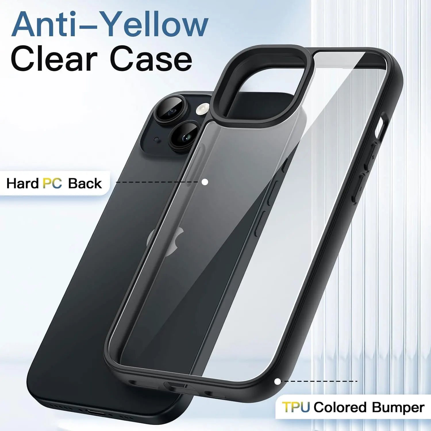 Colour Back Transparent Shockproof Phone Case for iPhone 7–16 Series, Silicone Bumper Protective Cover
