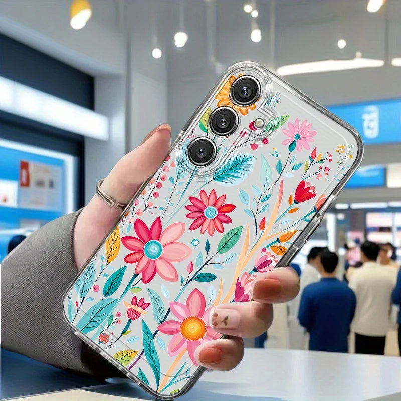 Flowers Vine Clear Case for Samsung Galaxy S21–S26 & A Series – Floral Transparent Protective Cover for Ultra / Plus / FE / 5G