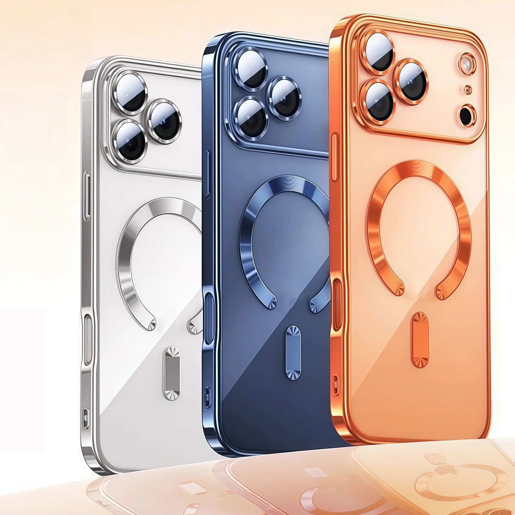 Luxury Clear Plated Magnetic Phone Case for iPhone 17 / 17 Pro / 17 Air / 17 Pro Max – Soft TPU Camera Protection Cover