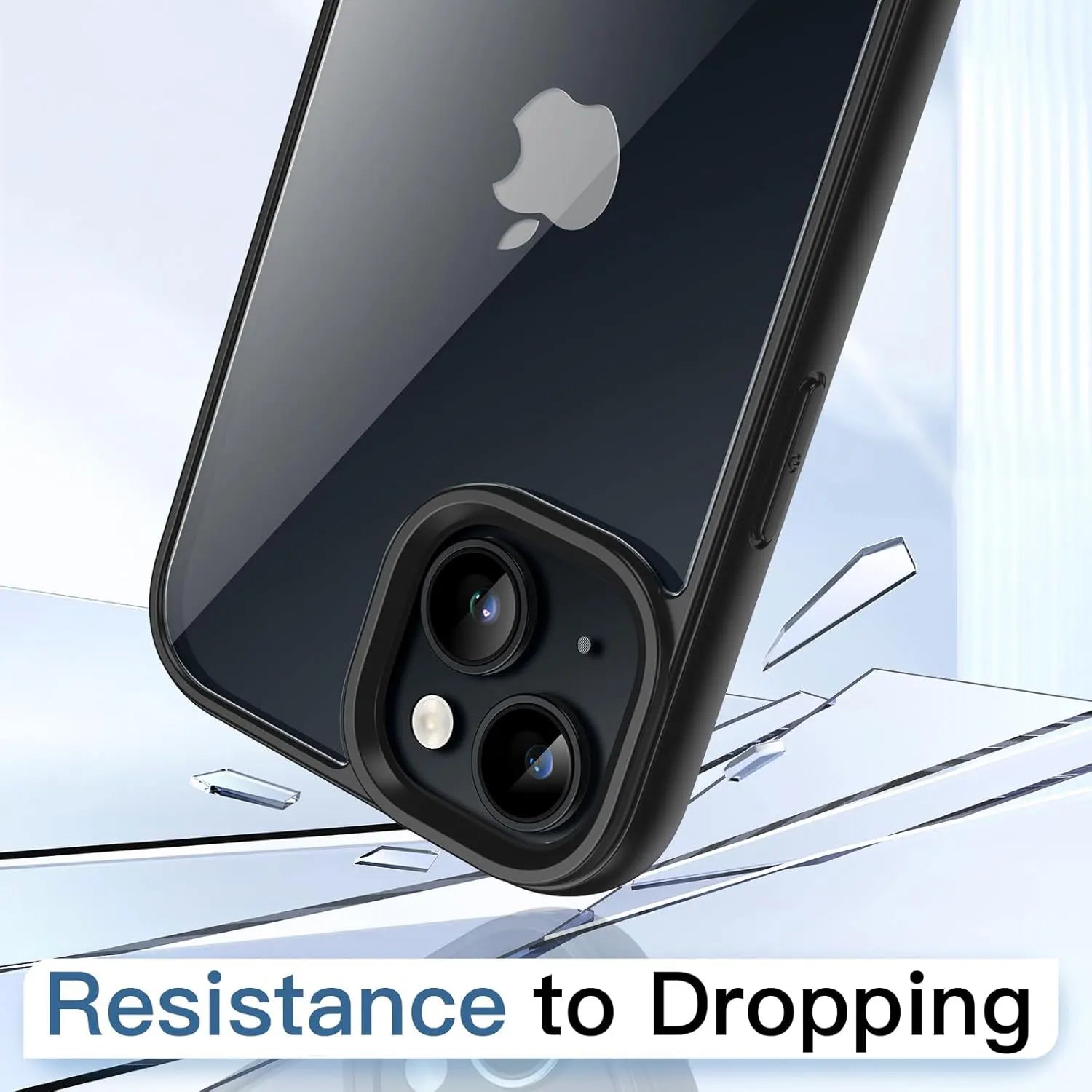 Colour Back Transparent Shockproof Phone Case for iPhone 7–16 Series, Silicone Bumper Protective Cover