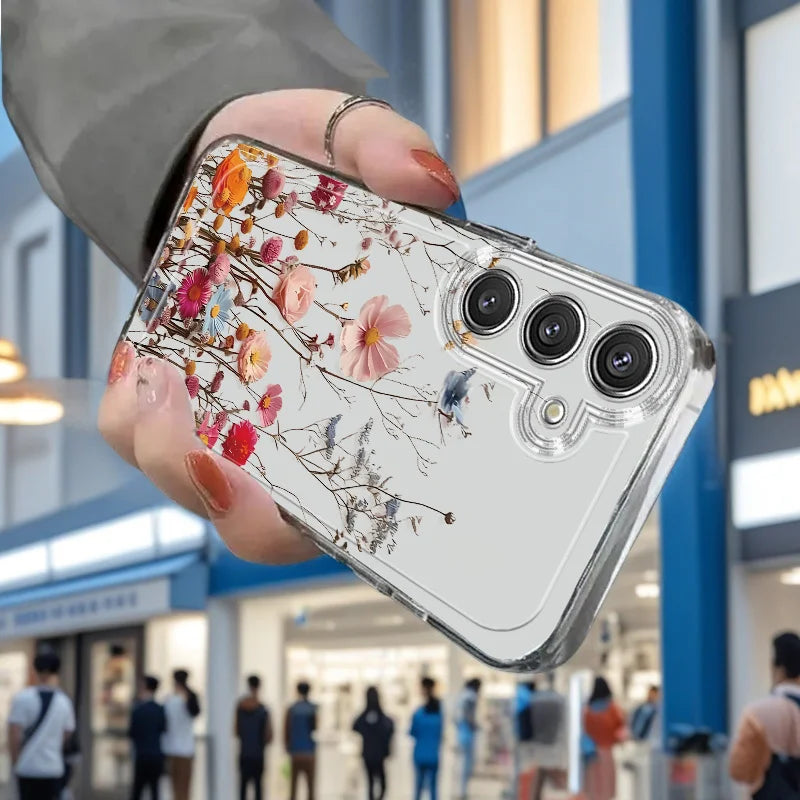 Flowers Vine Clear Case for Samsung Galaxy S21–S26 & A Series – Floral Transparent Protective Cover for Ultra / Plus / FE / 5G