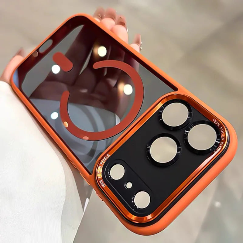 Transparent Metal Camera Bumper Case for iPhone 11–17 Series – MagSafe Compatible Magnetic Clear Protective Cover