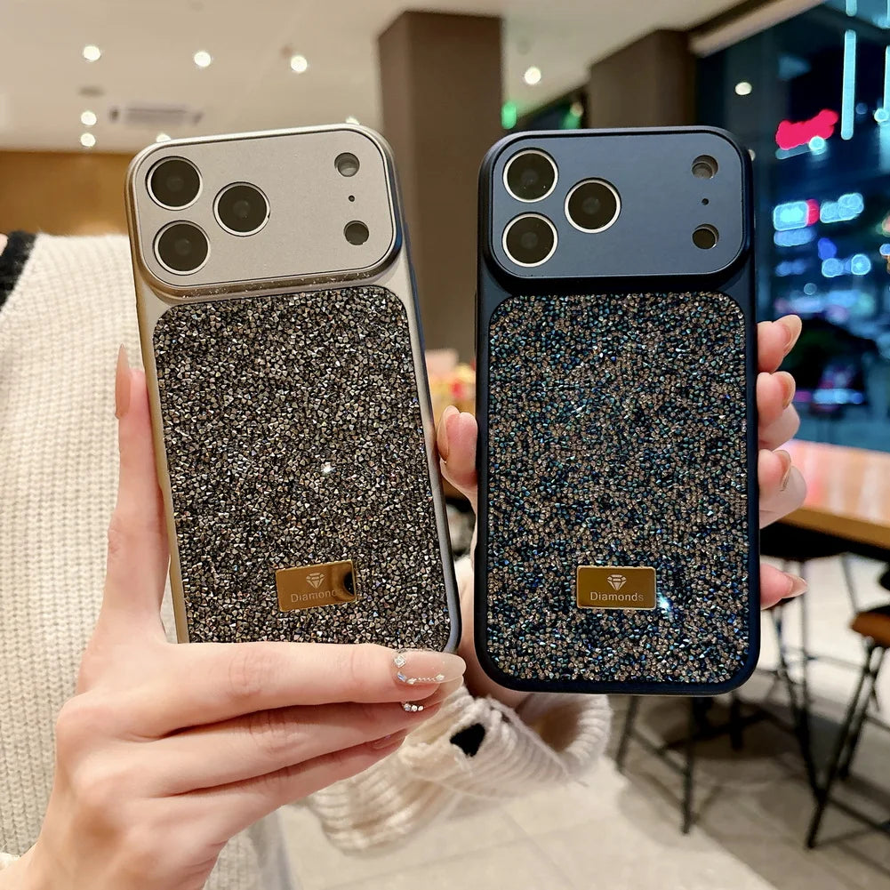 Diamond Studded Sparkling Rhinestone Phone Case for iPhone 13–17 Series, Camera Protection Cover