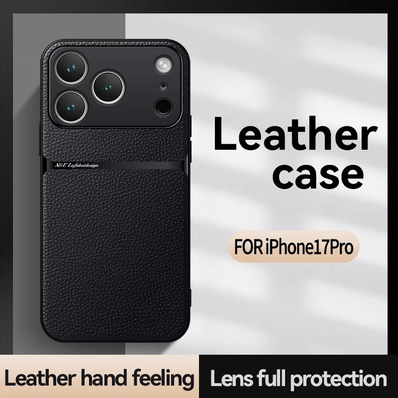Amour Leather Pattern Phone Case for iPhone 11–17 Series, Stylish Protective Back Cover