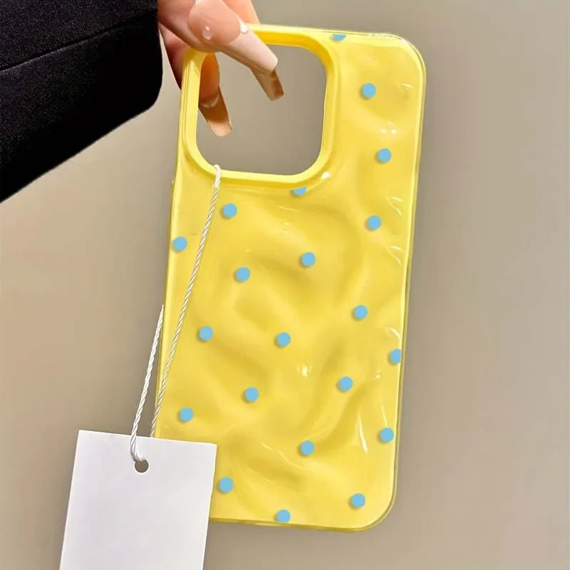 Solid Color Polka Dot Phone Case for iPhone 11–17 Series – Shockproof Anti-Fall Protective Cover