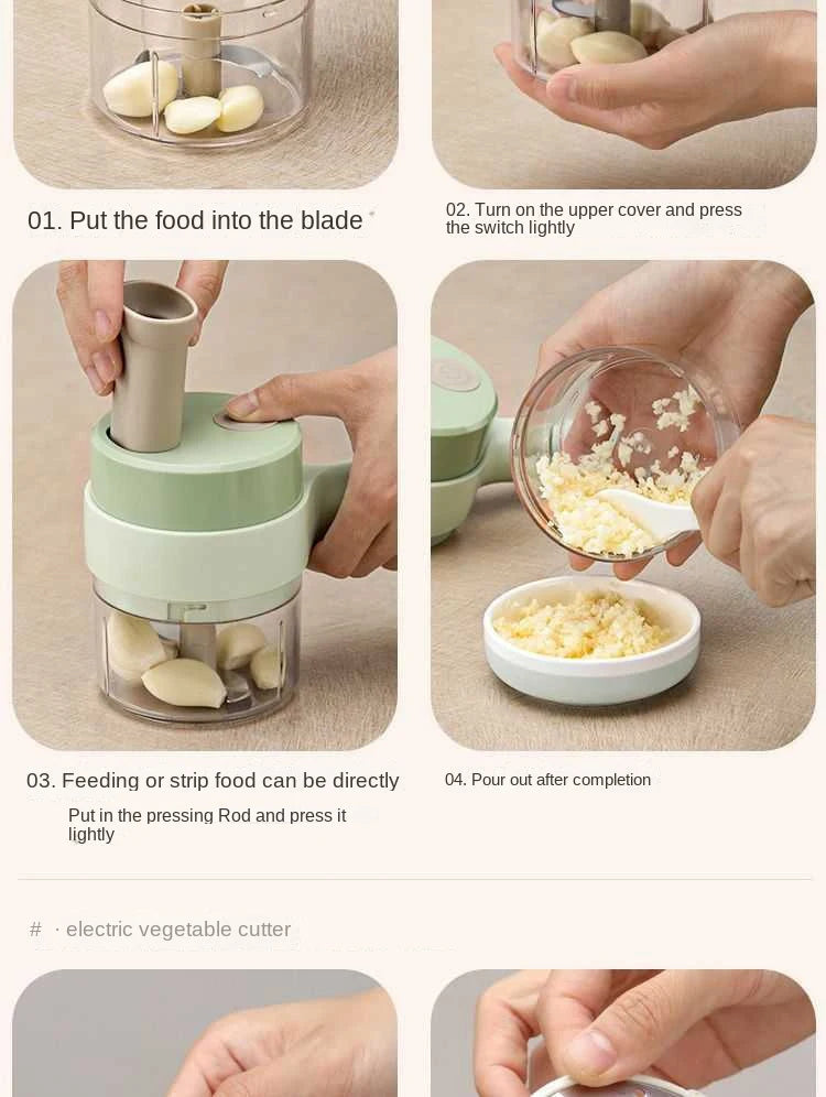 4-in-1 Electric Vegetable Cutter & Food Chopper – USB Rechargeable Kitchen Tool