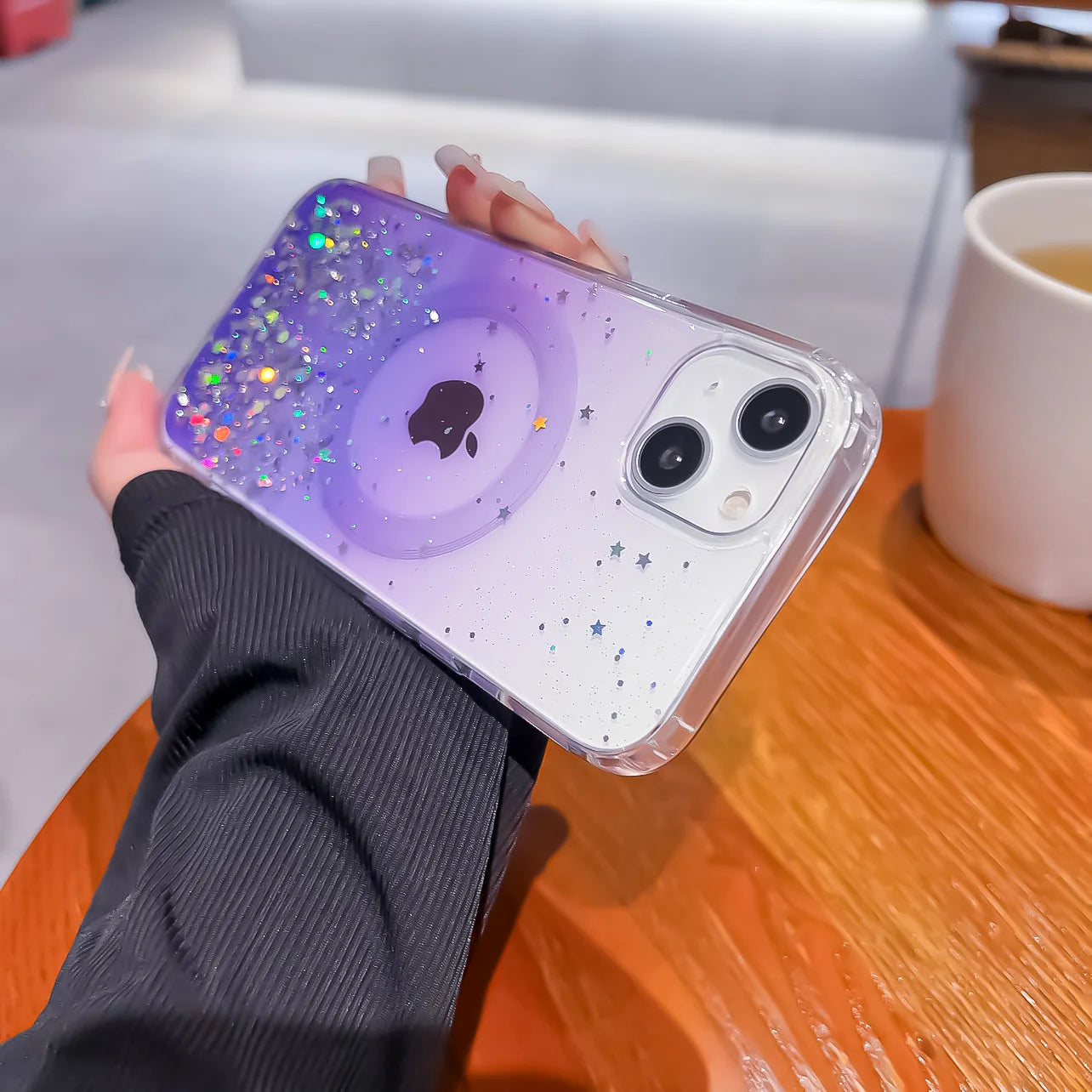 Gradient Glitter Sequins Magnetic Phone Case for iPhone 7–17 Series, MagSafe Compatible Protective Cover