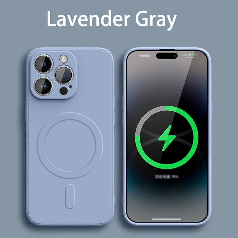 Liquid Silicone Magnetic Case for iPhone 11–16 Series – MagSafe Compatible Wireless Charging Shockproof Soft Protective Cover