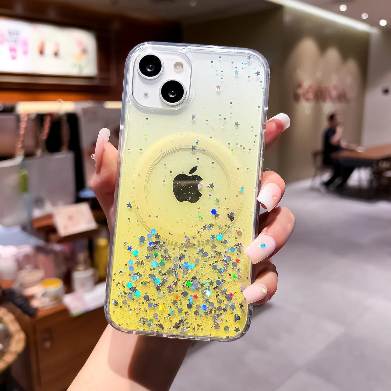 Gradient Glitter Sequins Magnetic Phone Case for iPhone 7–17 Series, MagSafe Compatible Protective Cover
