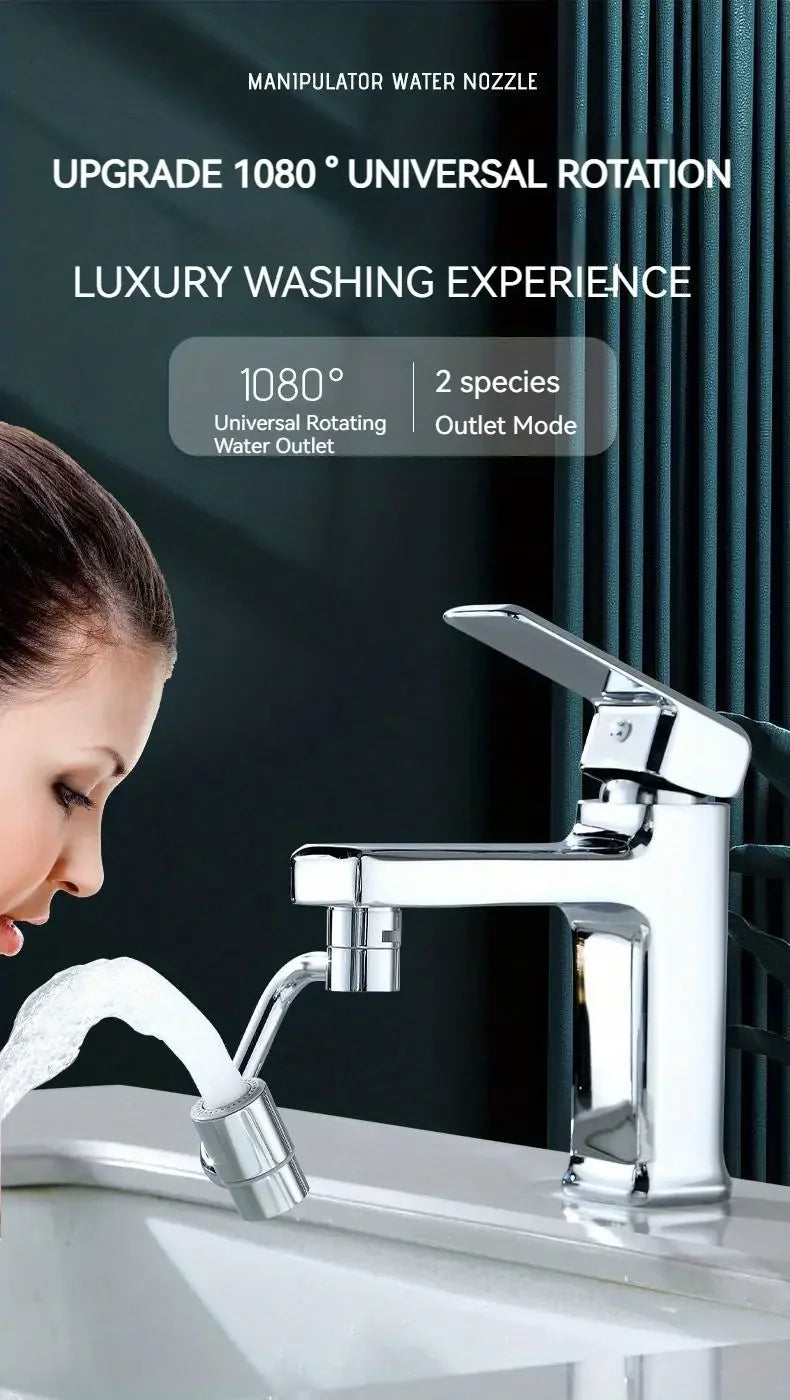 1080° Rotating Faucet Extender – Splash-Proof Stainless Steel Tap Attachment