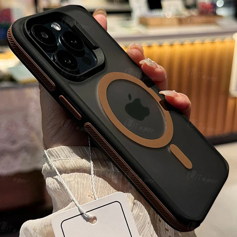 Bicolor Matte Frosted Magnetic Case for iPhone 11–17 Series – Translucent Shockproof Hard Protective Cover
